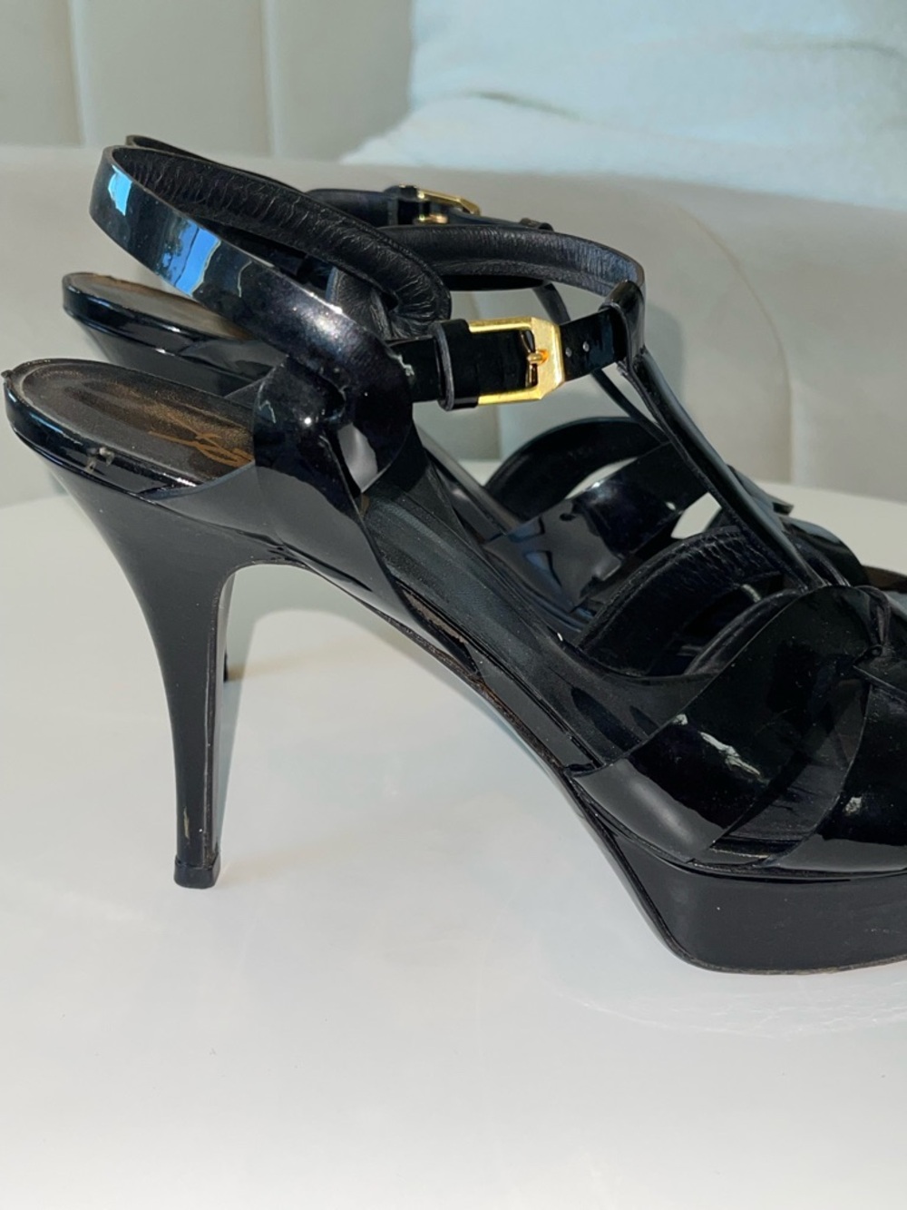 Saint Laurent (YSL) Tribute Sandal Heels – Black Patent – Size 41 - Picture 5 of 8